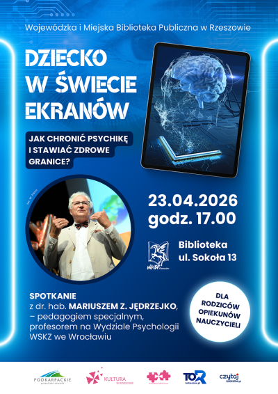 Grafika promująca spotkanie Dziecko w świecie ekran&oacute;w